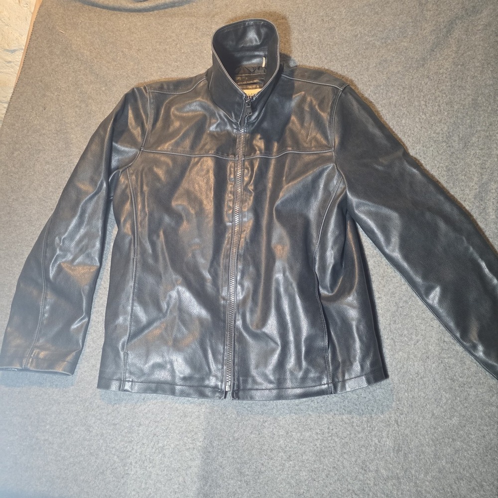 Calvin Klein Black Leather Jacket Men's Medium